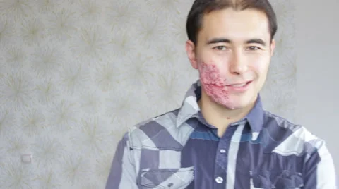 Man with makeup for Helloween Stock Footage 68683680