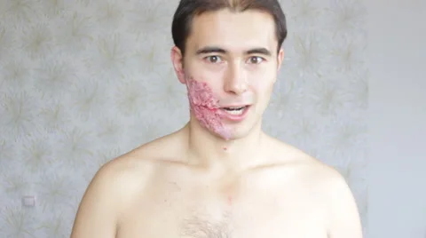 Man with makeup for Helloween Stock-Footage 68684115