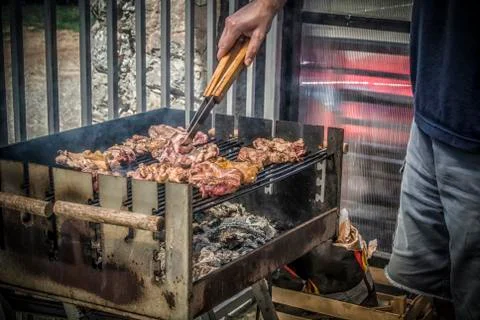 A Man Making Barbecue Stock Photos