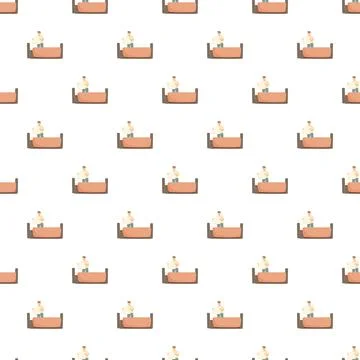 Man making bed at home in a repeating pattern Stock Illustration