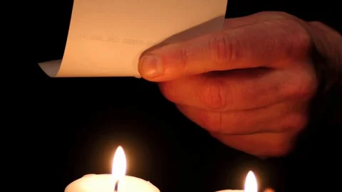 Man making black magic ritual with snapshot smooth zoom Stock Footage 77544208