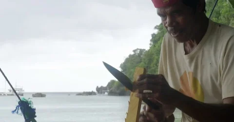 Man making a boat 5 Stock Footage 74723446