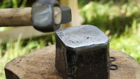 Man making chain armor, blacksmith Stock Footage 78528569