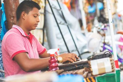 Man making cigars. Stock Photos