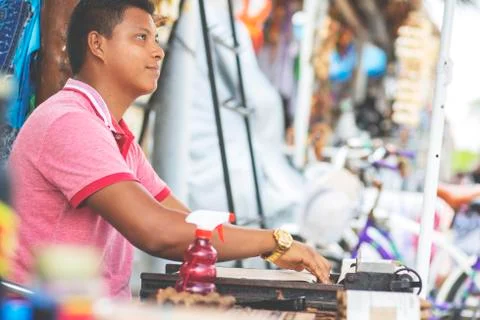 Man making cigars. Stock Photos