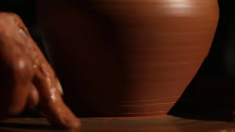 The man is making a clay jug 15 Stock Footage 323812985