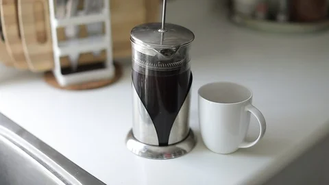 Man making a coffee with french press Stock Footage 127795849