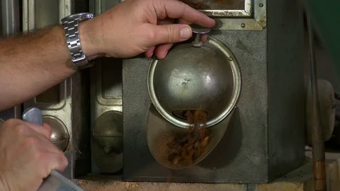 A Man Is Making Coffee In His Company By His Machines Video stock 90563645