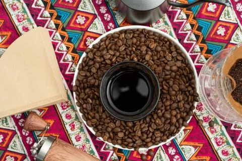 A man is making coffee Stock Photos