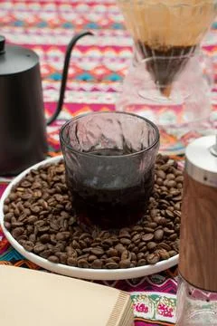 A man is making coffee Stock Photos
