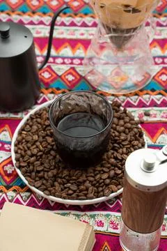 A man is making coffee Stock Photos