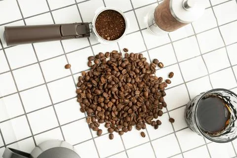 A man is making coffee Stock Photos
