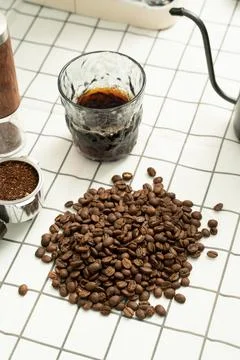 A man is making coffee Stock Photos