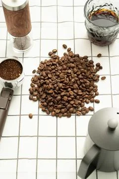A man is making coffee Foto stock