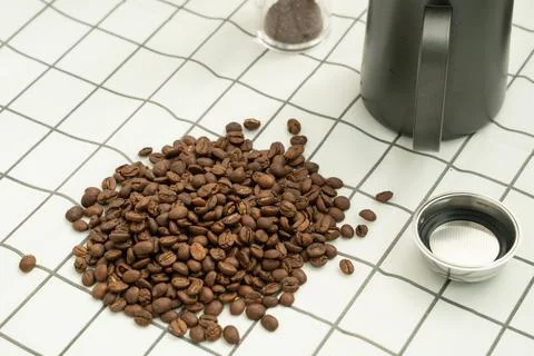 A man is making coffee Stock Photos