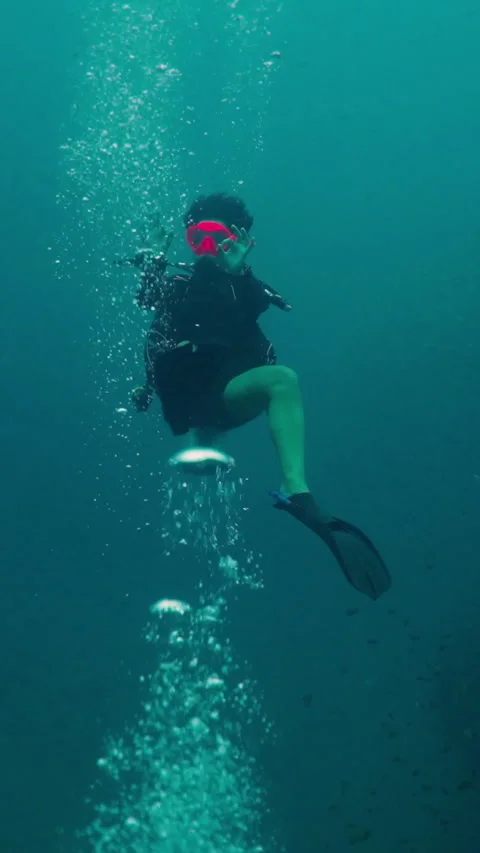 A man making diving gestures underwater Stock Footage 268304122