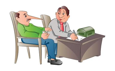 Man Making a False Statement, illustration Stock Illustration
