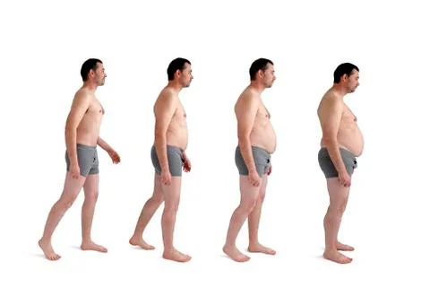 Man making incremental weight gain Stock Photos
