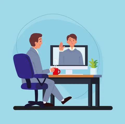 Man making job interview Illustrazione stock