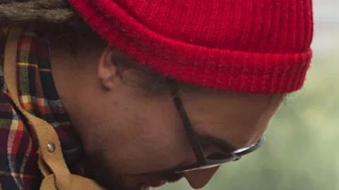 Man making leather wallet at a workshop. Concept of handmade craft production of Stock Footage 140520756