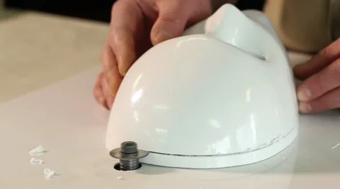 Man making a mask for robot Video stock 62022737