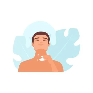 Man making neck massage according to instructions, holding gua sha massager イラスト素材