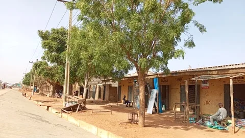 Man Making Portable Sack Bag Roadside Kano Nigeria Stock Footage 331305266