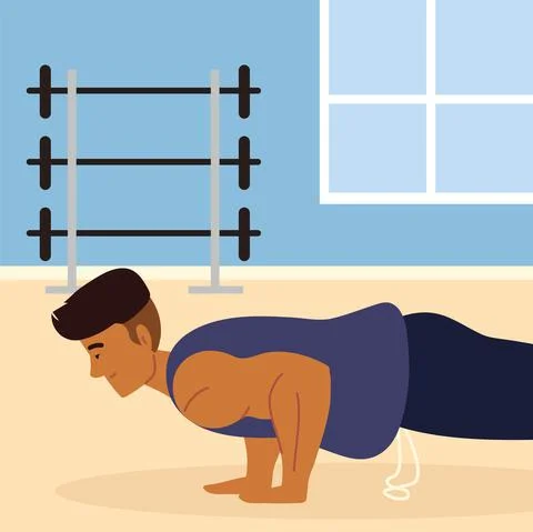 Man making push ups Stock Illustration