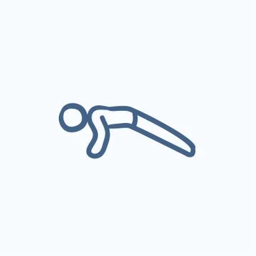 Man making push ups sketch icon Stock Illustration