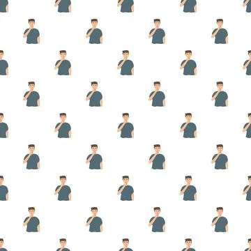 Man making shush gesture seamless pattern Stock Illustration