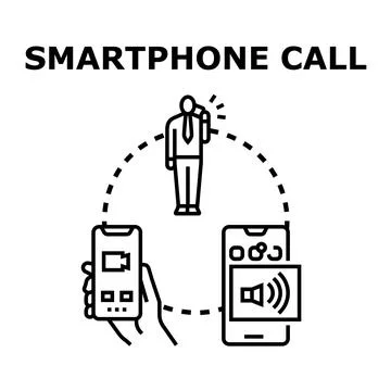 Man making smartphone call connecting with devices Stock Illustration