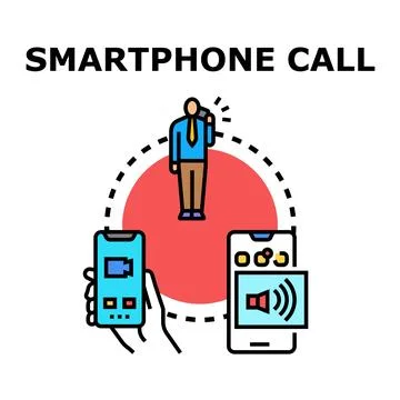 Man making smartphone call connecting with devices Stock Illustration