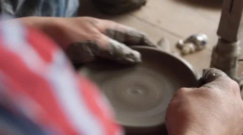 Man making traditional pottery in the old Romanian way 스톡 동영상 46401451