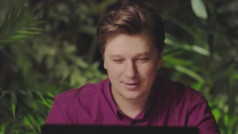 Man making video call on laptop Stock Footage 150162007