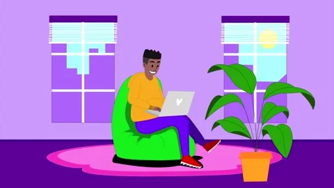 Man making Video Call on Laptop in a Room Stock Footage 260539883