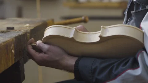 Man is making a violin 스톡 동영상 98047502