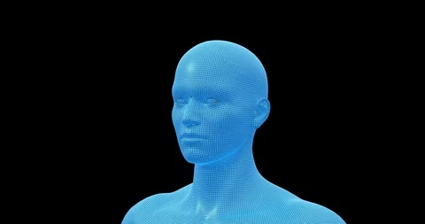 Man, Male 3D Wireframe Model, Seamless Loop with Alpha Video stock 124255794