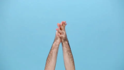 Man male hands clapping applause waving greeting with hand as notices someone Stock Footage 147884454