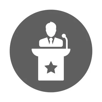 Man, manager, speech icon. Gray vector graphics. Stock Illustration