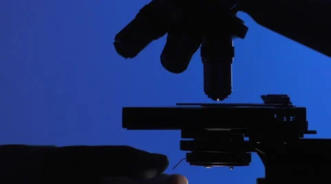 Man manipulating a microscope Stock Footage 64290685