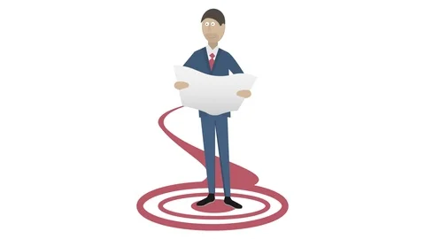 The man with the map. Animation location. Cartoon Stock Footage 122361562