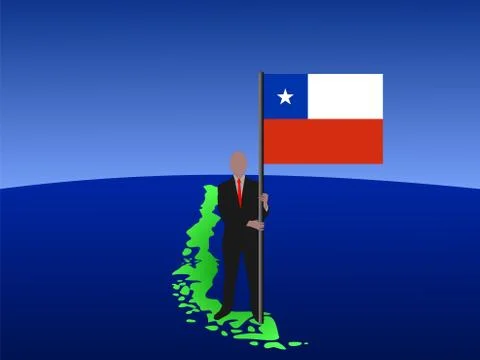 Man on map of chile with flag Stock Illustration