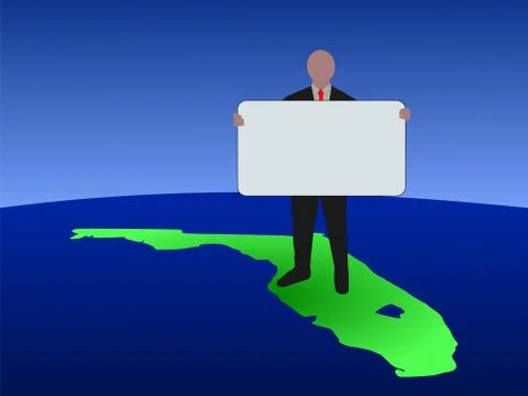 Man on map of florida with sign Illustrazione stock