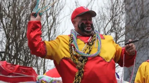 Man on Mardi Gras Parade Float Stock Footage 21939454