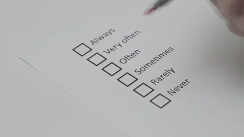 Man mark checkbox in often on blank paper 스톡 동영상 304742463