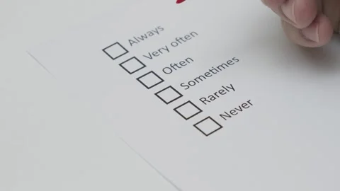 Man mark checkbox in sometimes on blank paper Stock Footage 304744270