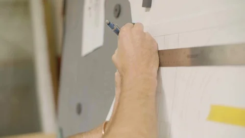Man marking on paper with pencil Stock Footage 87838684