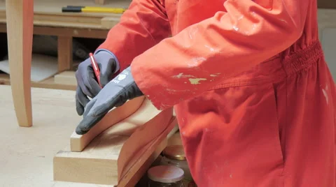 Man Marking on Wood Stock Footage 40365607