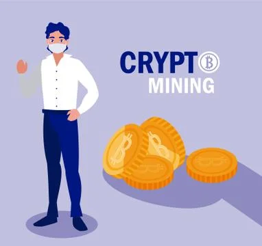 Man with mask and bitcoins vector design Ilustración de archivo