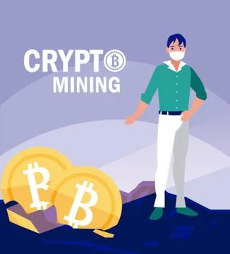 Man with mask and bitcoins vector design Ilustración de archivo